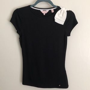 SALE! Ted Baker London. Black Baby Tee w/White Bow